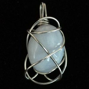 Blue Lace Agate Neckalace Pendant